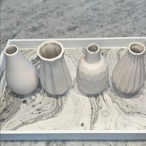 Elegant White Ceramic Vase Set of 4